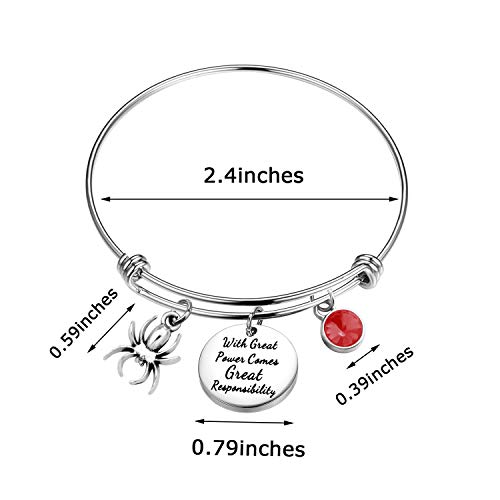 KUIYAI With Great Power Comes Great Responsibility Bracelet with Spider Charm Bangle Movie Gift Inspiration Jewelry2