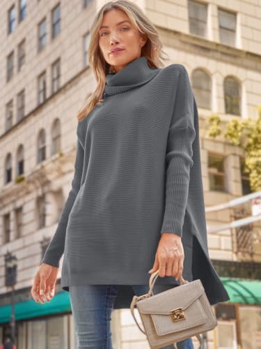 Image of LILLUSORY Womens Turtleneck Oversized Sweaters 2026 Fall Fashion Outfits | Batwing Sleeve, Poncho Cowl Neck, Cozy Knit, Long Pullover, Cute Winter Clothing, Old Money Clothes, Ladies Trendy Tunic