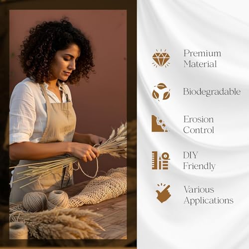 Burlap Natural Jute Netting – 48" Wide Biodegradable Mesh Fabric for Erosion Control, Mulch Retention, Landscaping, Fishing Net Decor, Pirate and Ocean Party Decorations, and DIY Crafts, 30 Ft