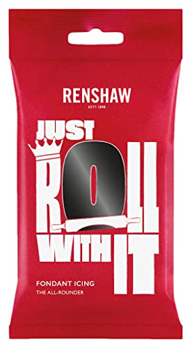 Renshaw Jet Black Just Roll With It Fondant Icing, 1 kg (Pack of 1) - Ready to Roll Icing for Cakes
