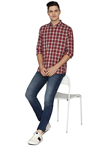 Image of Allen Solly Mens Checks Cotton Regular Fit Casual Shirt