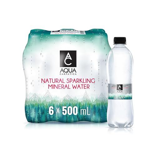 AQUA CARPATICA 500ml x 6 Naturally Sparkling Sprudel Natürliches Mineralwasser Natriumarm Nitratfrei Mit Natürlichen Elektrolyten Calcium und Magnesium Natürlich prickelnd 100% Recycelbar