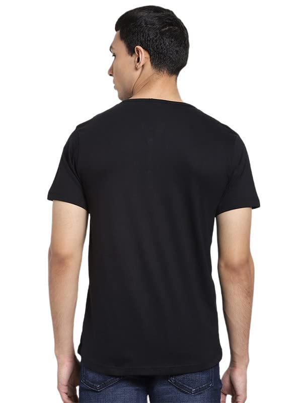 Image of LAZYCHUNKS Regular Fit Solid Henley Half Sleeve Tshirt for Men