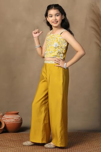 Image of Fashion Dream Girls Chanderi Ethnic Top & Palazzo Set|Indo Western Set|Salwar Suit
