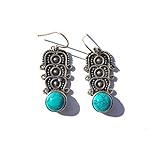 Largo: 3 cms. Ethnos Barcelona - Pendientes de plata y turquesa. Largo: 3cms.