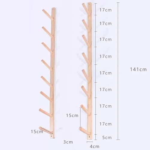 Snowboard Storage Rack，Tall Floor Yoga Mat Rack, Yoga Mat Holder Wall Mount, 2-9 Tiers Wood Gym Equipment Stand Organizer, Exercise Mat Storage Rack for Foam Rollers Exercise Mats, Home Gym