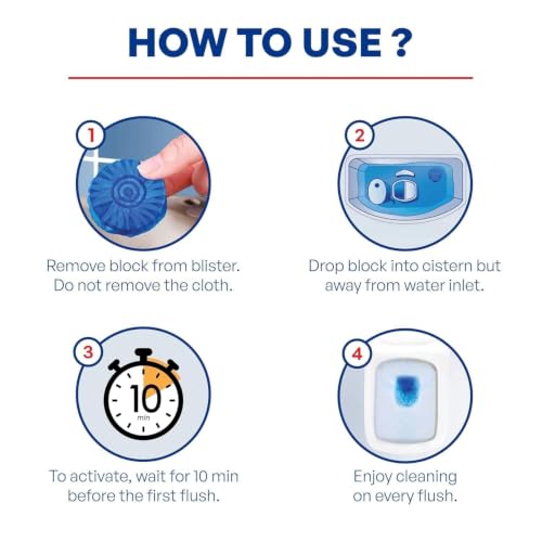 Image of Automatic Toilet Cleaner Tablets - Long Lasting Effervescent WC Bowl Cleaner for Commode Tank | Removes Limescale Stains, Deodorizer & Freshener (Pack of 10)