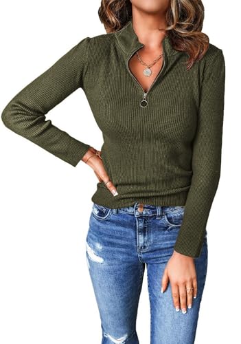 PRETTYGARDEN Spring Quarter Zip Pullover Sweaters for Women 2026