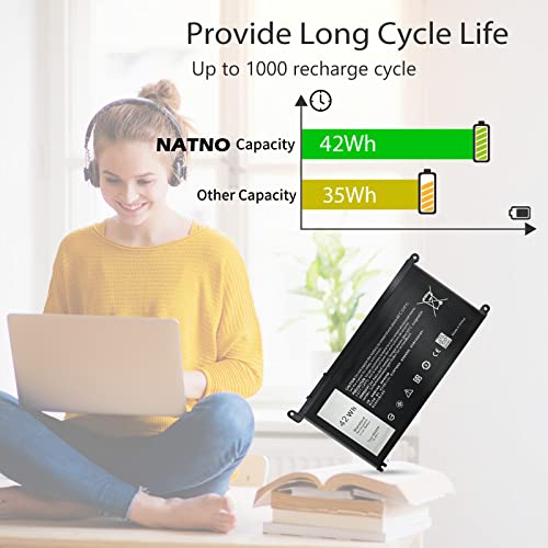 NATNO Bateria de laptop WDX0R para Dell Inspiron 13-5000 13-7000 15-5000 15-7000 Série 17-5000 7378