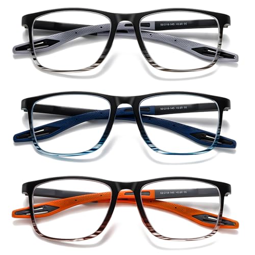 Hubeye TR90 Sports Reading Glasses for Men and Women Square Comfortable Flexible Blue Light Blocking Computer Reader