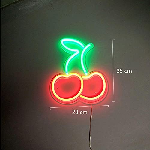 Letrero De Neón De 8 Bolas De Cerezas, Letreros De Neón LED De Cereza Impresos En 3D Para Decoración De Pared, Arte De Pared Vintage, Luces De Neón De Cerezas Para