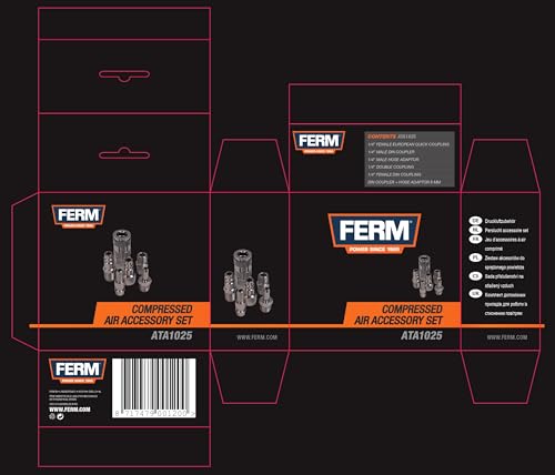FERM Air Accessory Set 6 pc. for compressors and air Tools, Black, Piccolo - Image 4