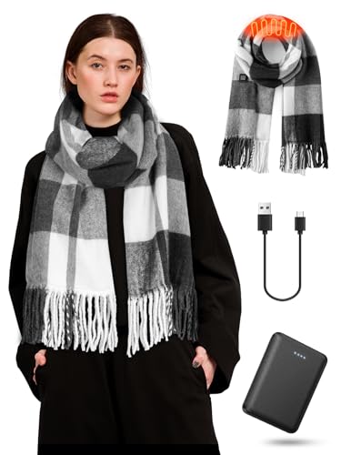 eventek Beheizbarer Schal, Winter Warmer Beheizter Schal Damen/Männer, Einstellbare Temperatur mit 3 Stufen und mit 5500mAh Akku, für Weihnachten, Outdoor