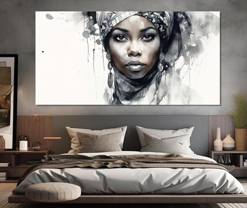 Art mural élégant avec cette impression sur toile d'une femme africaine pour salon chic