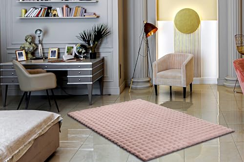 Tapis Bubble en fourrure de lapin synthétique très épais et structuré - 3