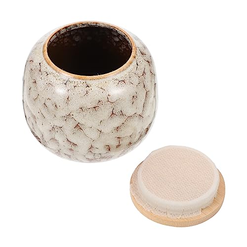 Healifty Ceramic Tea Storage Canister Small Sealing Tea Tin Kiln-glazed White Porcelain for Home Kitchen Use
