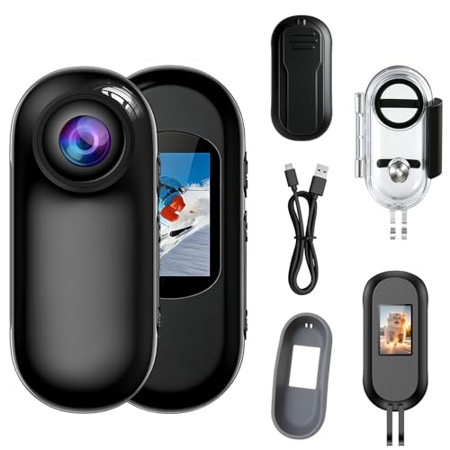 OBEST Mini Caméra Sport 4K, Caméra Portable avec Clip Rotatif 360° et Clip magnétique,110° Caméra d'action Camera Corporelle Vlog avec Vision Nocturne Caméra de Casque Moto Multifonction Accessoires