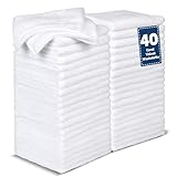 TEAWOO 40 Pack White Coral Velvet Washcloths Bulk, Highly Absorbent and Soft Face Towels, Multi-Purpose Wash Cloths & Hand Towels for Bathroom, Hotel, Spa and Gym, 12 x 12 inches