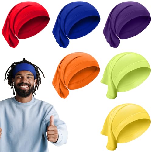 SATINIOR 6 Pcs Dreadlock Caps for Men Women, Loc Headbands, Rainbow Color