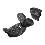 XFMT Motorcycle Low-Profile 2-Piece Two Up Rider Passenger Seat W/Driver & Trunk Backrest Pad for Harley Touring CVO Road King Street Glide Road Glide Electra Glide 2014-2023