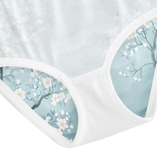 Girls Briefs, Chinese Flower Bird Blue Toddler Girl Panties, Cotton Underwear Girls, 2T–8 Years4