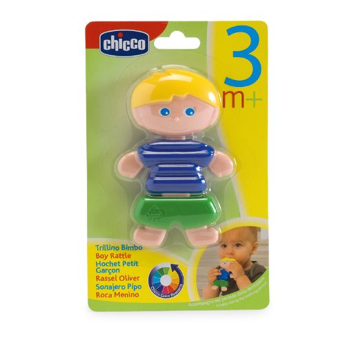 Chicco Rassel Oliver – Für Babys Ab 3 Monaten, Mit Verschiedenen Texturen, Leicht Zu Greifen, 8x2x13 Cm