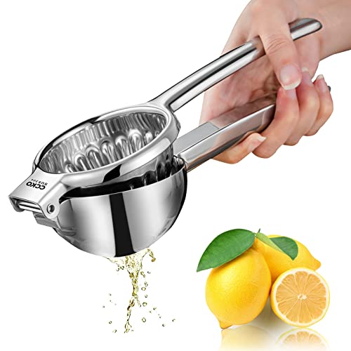 Image of CCKO Lemon Squeezer Stainless Steel Manual Juicers Max Extraction Lemon Lime Squeezer Heavy Duty Citrus Juicer Hand Press Fruit Juicer
