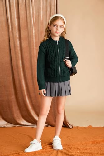 Image of GRACE KARIN Girls Knit Cardigan Sweater Zip Long Sleeve Kids School Uniform Fall Jacket Size 6-14