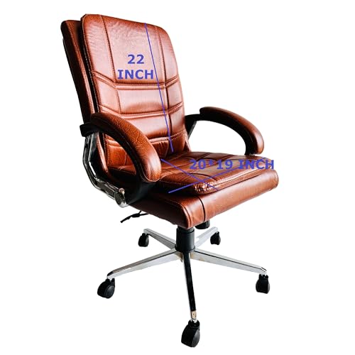 Image of GOYALSON Comfortable Revolving Chair for Director Principal Manager Office with arm Rest with Wheels and Cushioned seat Back (1, Brown Steel Handle, Heavy 1)