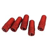 Color del producto es rojo CABLEPELADO Tapon de Aluminio para Valvula de Bicicleta (5uds) Rojo
