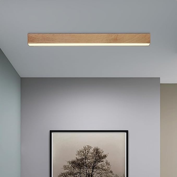 Lampadari per corridoi lunghi, lampada da soffitto in legno rustico, lampada da soffitto a filo, strisce LED per seminterrato, lampada lineare rustica vintage per cucina, ingresso, veranda, camera da