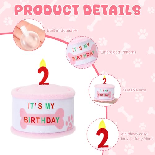Juguete Peluche Pastel Cumpleaños Perro Número 2 Rosado miniatura 2