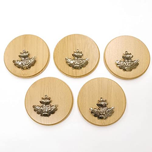 GTK Oferta 5 placas de cuña redondas de roble claro AF 17 cm, tabla cuña, tabla de especias, letrero para trofeos con 5 hojas de roble, portada grande