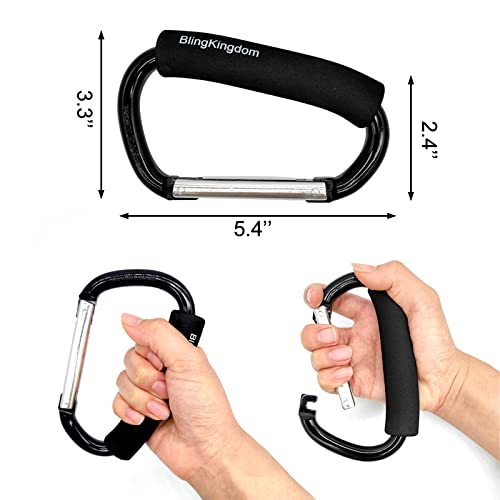 2Pcs Strong Large Durable Buggy Carabiner Stroller Hooks Mummy Clip Pram Pushchair Grocery Or Diaper Bags Holder - 14Cm (5.5") #TOP6