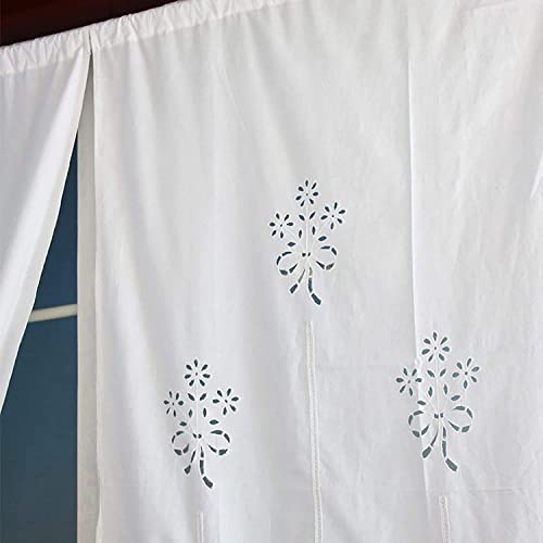 Rideaux de coton blanc fleurs de crochet pour bloquer le vis-à-vis