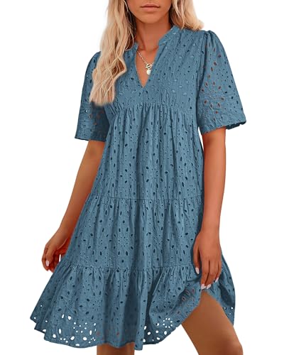 BTFBM Womens Boho Summer Dresses 2026 Spring V Neck Short