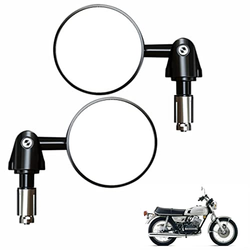 Image of Miwings Aluminium Alloy Motorcycle Rear Outside Mirrors - Round Adjustable Upto 180 Degree Bar End Side Mirror Suitable For (Pack Of 2) For Yamaha Rx 100