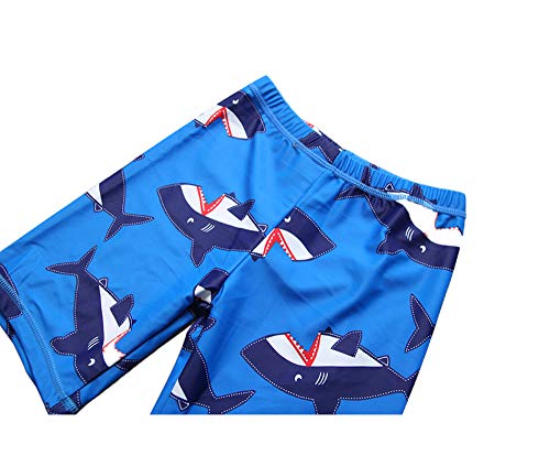 7-Mi Boys Two Piece Rash Guard Swimsuits Kids Long Sleeve Shark Swimwear-T-Shirt-Sets With A Hat thumb #3