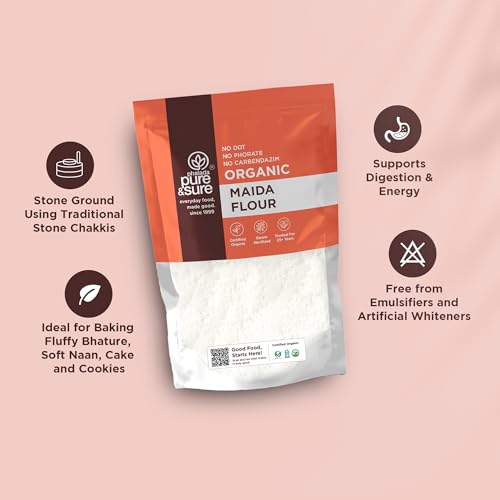 Image of Pure & Sure Organic Maida 1 Kg (Pack of 1)| 100% Natural Whole Wheat Maida Flour | No Preservatives & No Additives | Rich in Taste