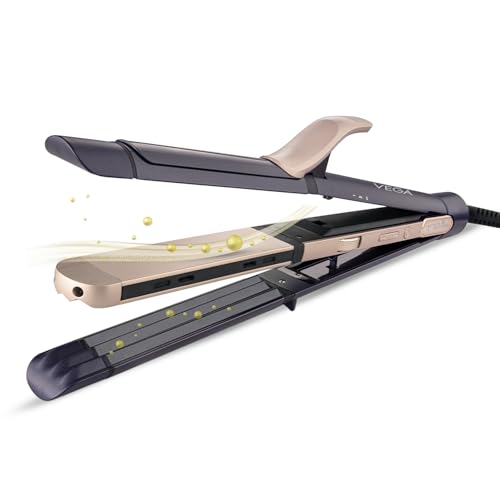 Vega Ionic 3 in 1 Hair Styler for Women with Digital Display 6 Temperature Settings (130–220°C), Hair Straightener, Curler & Crimper with Ionic Technology for Hair Protection,Ceramic Plate, (VHSCC-08)