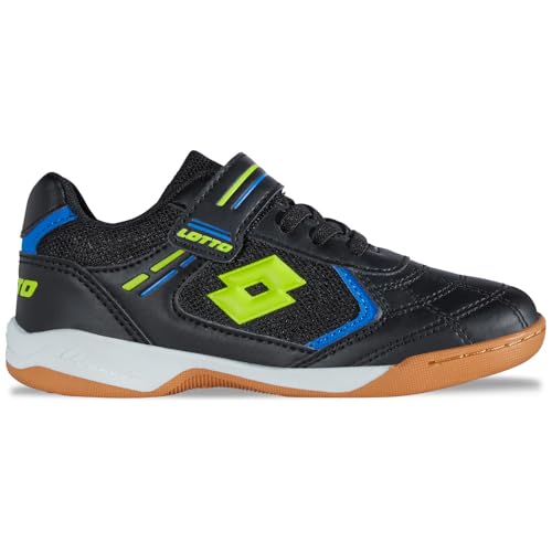 LOTTO Soccera K Unisex Kids, Scarpe da Ginnastica, Nero Lime, 33 EU