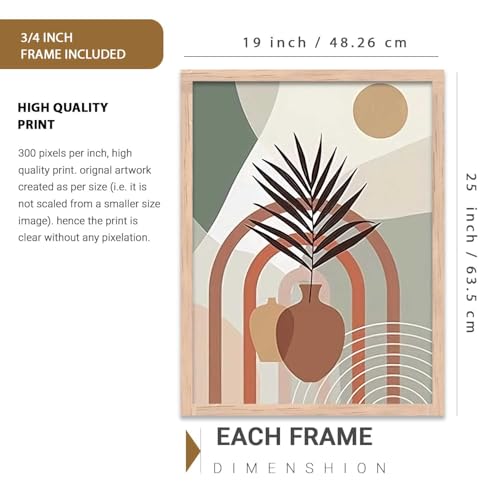 Image of Kalit Kala Decor Home Decor Boho Painting Decorative Wall Art poster With Frame For Living Room Bed Room Hotel Wall Decor Digital Reprint Set of 3 (19X25 inch)