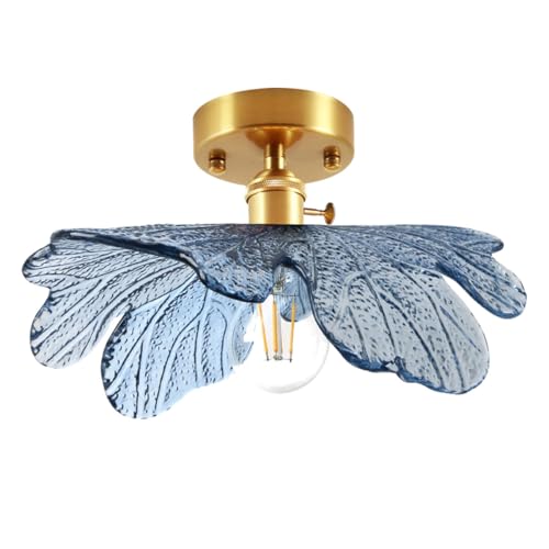 Qufute Glass Flush Mount Ceiling Light, Mid Century Modern Ceiling