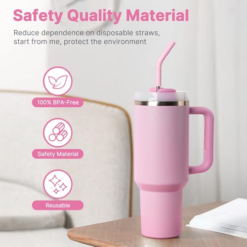 Image of 12.2 inch Metal Long Straw for Stanley 40 oz Cup, Reusable Straight Straw