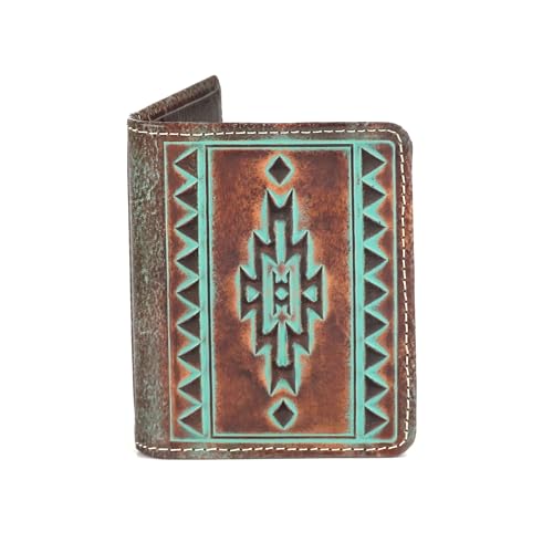 ARIAT Bifold Turquoise Outline Southwest Wallet, Brown3