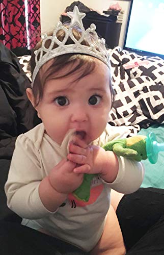 Honbay 2PCS Princess Crown Headband with Crystal and Star for 1 to 3 Years Old Baby, Gold and Silver4