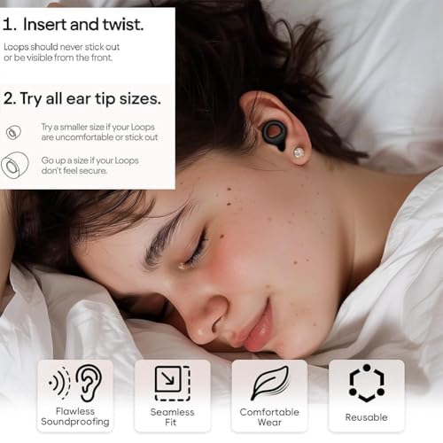 Image of Brixella Noise Cancelling Ear Plugs - Soft Silicone Earplugs for Sleeping, Studying, Travel, and Flight - Reusable Noise Reduction Earbuds with 6 Comfort Tips (S /M /L) - Black