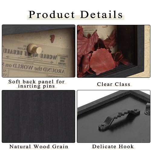 Image of Shadow Box Frame 8x10 Shadow Box Display Case with Linen Back of Awards Memorabilia Flower, Pictures, Keepsakes、Bouquet、Medals and More Photos Memory Box Black
