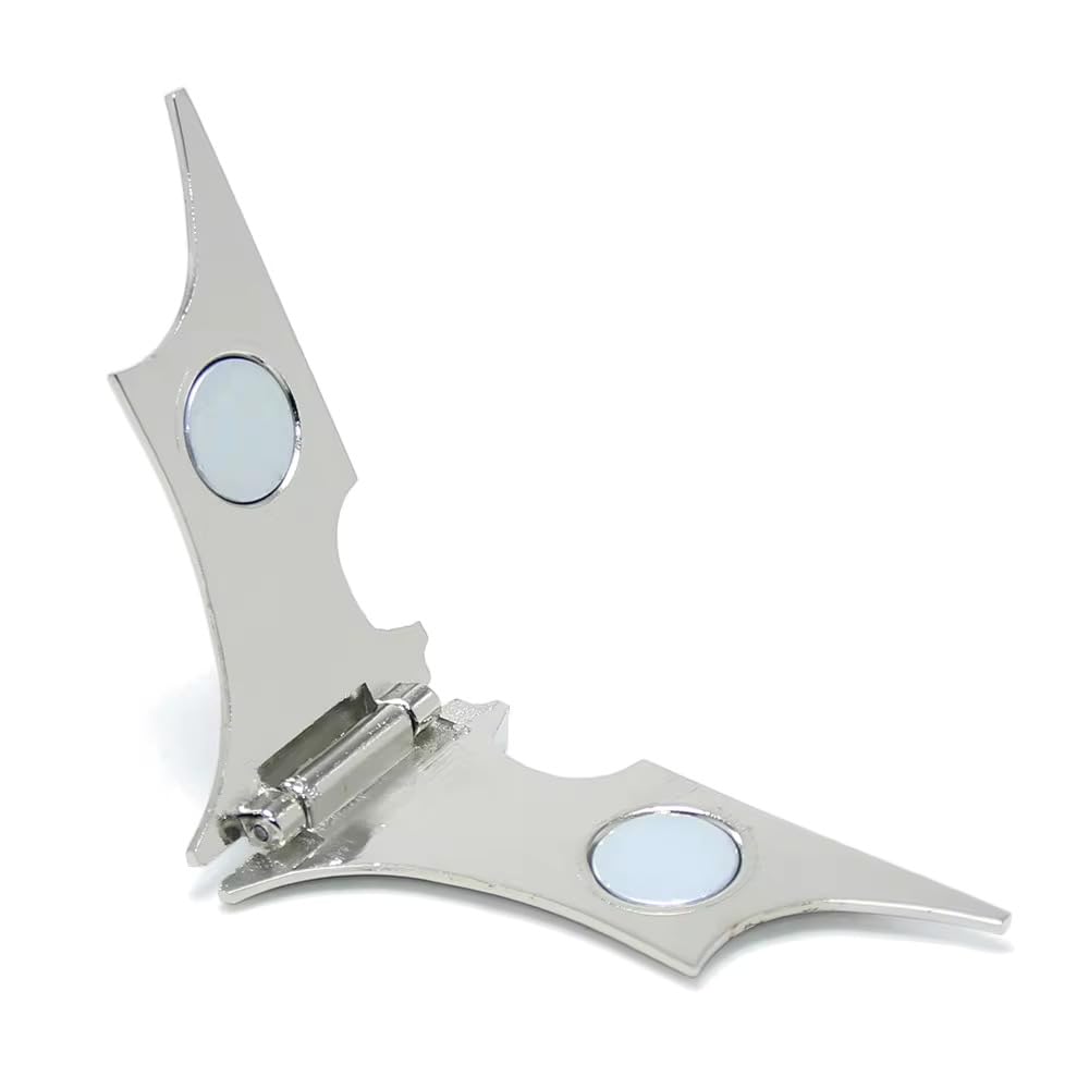 Mens Folding Bat Shaped Cash Bill Bank Note Paper Money Clip Magnet Business Medium Stainless Steel Money and Paper (Bat Silver)