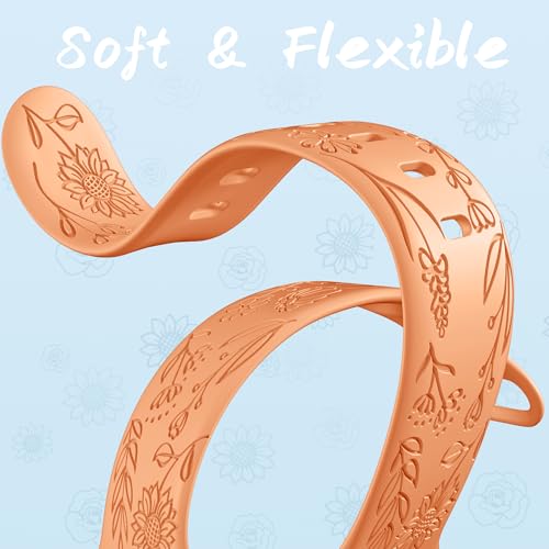 Image of SNBLK 6 Pack Floral Engraved Bands Compatible with Apple Watch Bands 40mm 41mm 42mm 38mm 44mm 45mm 46mm 49mm Women Men, Silicone Flower Pattern Strap for iWatch Series 11 10 Se Ultra 9 8 7 6 5 4 3 2 1